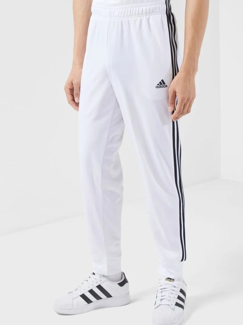 NWT adidas Essentials 3-Stripes Tricot Jogger Pants White Black Men's 2XL H46108